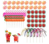 ANDARS Ombrellini Cocktail, 100 Pezzi Decorazioni Cocktail, 5 Stili Cannucce da Cocktail, Squisiti Ombrellini Cocktail Stuzzicadenti, Decorazioni per Cocktail, Torte e Frutta