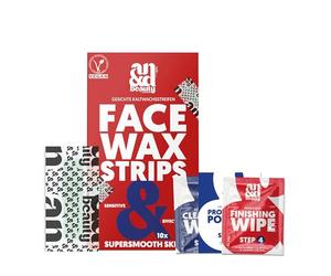 ANDbeauty, strisce di cera per il viso da donna, efficace depilazione per pelli sensibili, strisce di cera fredda già tagliate per il viso, vegano e delicato sulla pelle, con salviette per la pulizia