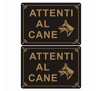 Andchi 2 pezzi Attenti al Cane Catelle Resistente UV Cartello Alluminio 20x30cm Facile da Installare, Adatti per Esterno