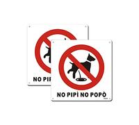 Andchi 2 pezzi Cartello per Cani No PIPÌ NO POPÒ, Targa in Metallo in Alluminio, Antiruggine Resistenza allo Sbiadimento, 30 x 30 cm