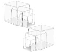 Andchi 6pz Cubic Stands trasparente acrilico Display Case Riser Stand Racks per gioielli Figurine arte / artigianato Cupcakes, 2 set di 3,5 “+ 4,7” + 5,9“(quadrato)