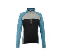 Ande W32002-U580 QUALIDO Lady Half Zip Maglia Lunga Donna, Antracite/Blu Atollo, Taglia S