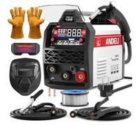 ANDELI 135A 4-in-1 Saldatore compatto con Filo animato MIG/MAG & PULSO - Set completo 230V con Casco e Guanti - Ampio display LED e sinergia - Per MIG, TIG Lift & MMA - Pronto all’uso