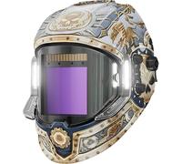 ANDELI Casco da saldatura, panoramica a 180°, 10 cm x 9,50 cm, casco per saldatura con oscuramento automatico True Color, con luce, sensore a 4 archi, ricarica tipo 4/5-8/9-13 (MONERIG-LED)