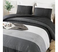 Andency - Set di 3 piumoni a righe in tessuto misto cotone, con angoli