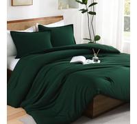 Andency Set di biancheria da letto per letto matrimoniale, 3 pezzi, verde smeraldo scuro, stile bohémien, morbido, confortevole, leggero, alternativo alla piuma, per tutte le stagioni