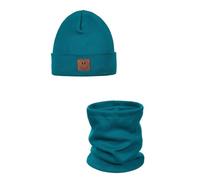 ANDER Cappello e Scaldacollo Bambini SMILE - Set di Berretto e Sciarpa Colletto in Cotone - Primavera Autunno - Unisex Ragazzi Ragazze - Morbido e Alla Moda Mare 52-56