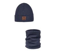 ANDER Cappello e Scaldacollo Bambini SMILE - Set di Berretto e Sciarpa Colletto in Cotone - Primavera Autunno - Unisex Ragazzi Ragazze - Morbido e Alla Moda Melange 48-52
