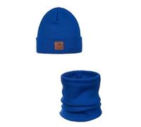 ANDER Cappello e Scaldacollo Bambini SMILE - Set di Berretto e Sciarpa Colletto in Cotone - Primavera Autunno - Unisex Ragazzi Ragazze - Morbido e Alla Moda Fiordaliso 52-56