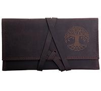 Anders Borsa in pelle per tabacco rotolante scuro custodia in pelle unisex marrone l'albero della vita
