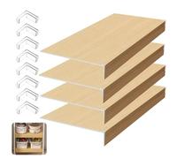 ANDHMAIY Ripiano in Filo Metallico Copriripiani in Metallo, 4 Pezzi, Effetto Legno per Dispensa, Magazzino, Cucina, Lavanderia (104,1 x 40,6 x 5 cm, Colore del Legno)