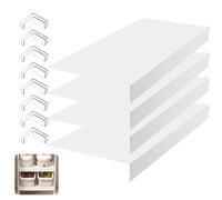 ANDHMAIY Ripiano in Filo Metallico Copriripiani in Metallo, 4 Pezzi, Effetto Legno per Dispensa, Magazzino, Cucina, Lavanderia (104,1 x 40,6 x 5 cm, Bianco)