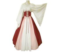 ANDHOM Abito rinascimentale da donna medievale a contrasto per costumi medievali rinascimentali abiti gotici, bordeaux, L