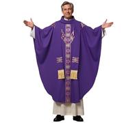 ANDHOM Clero Eleganza Chiesa Paramenti per Sacerdoti Cattolici Casula Massa Abbigliamento e Abito Girocollo, Viola, taglia unica