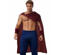 ANDHOM Mantello medievale da uomo, mantello rinascimentale, scialle da gladiatore, costume per Halloween, Rosso scuro, 51.2in/130cm