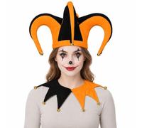 ANDHOM Set cappello e collare da giullare, unisex, costume da arlecchino | Set con cappello da giullare e collare abbinato con campane per Halloween, carnevale, feste in maschera e costumi