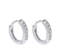 Andi Rose - Orecchini a cerchio da donna in argento Sterling 925 con strass, White1, 0.63 * 0.63 inch