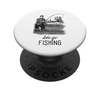 Andiamo a pescare (Vintage Fisherman Illustrazione Grafica) PopSockets PopGrip Adesivo
