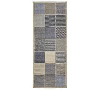 andiamo Kurzflortepich Webteppich ohne Flor Pelo Corto Tappeto Tessuto Clyde Senza Pile Box Design Beige-Blu, Polipropilene (PP), 80 x 200 cm