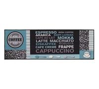 andiamo Tappeto a passatoia per cucina e corridoio, con scritte sul caffè, 50 x 150 cm, colore: grigio/turchese