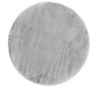 andiamo Tappeto a pelo profondo, in finta pelle di agnello, tinta unita, grigio, 80 cm, rotondo