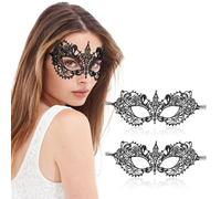 Andibro 2 maschere nere in pizzo per mascherata, maschere per gli occhi in maschera da donna in pizzo per feste in maschera veneziane feste in costume feste in costume Halloween carnevale balli