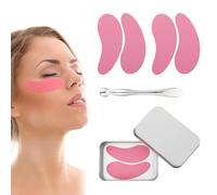 Andibro 2 paia di cuscinetti per gli occhi riutilizzabili, in silicone, in scatola di alta qualità, ecologici, con applicatore per la crema per gli occhi, in metallo, riduce le rughe