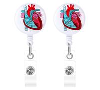 Andibro 2pcs Bobine Per Badge Cardiaco Retrattili, Infermiere Portabadge Con Clip A Coccodrillo Porta Badge Cardio A Forma Di Cuore Accessori Regalo Per Infermiere Dottore Insegnanti Studenti