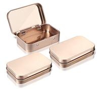 Andibro Piccola scatola rettangolare in metallo, 3 pezzi, colore portatile, con coperchio, piccolo set di conservazioni, 9,5 x 6 x 2,2 cm, per caramelle, chiavi, orecchini, sapone, menta, biscotti