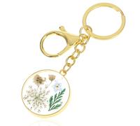 Andibro Portachiavi a fiore pressato, Nontiscordardime Vero Fiore Portachiavi Fiore Secco Portachiavi Portachiavi Estetico Fiore Di Campagna, Golden Dimenticare-Me-Not, Taglia unica