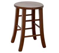ANDICA Sgabello Tondo in Legno Massello, Sedia, Sgabellino per Bar, Ristoranti, Hotel, COLOR NOCE, H 47 CM