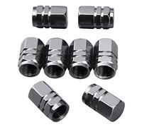 Andifany 8 Pezzi Cappucci Valvola Stelo Cappucci Coprivalvole Copri Ruota Antipolvere per Auto, Forma Esagonale Grigio Titanio