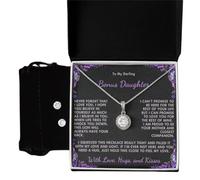 ANDIIS TREASURES To My Darling Bonus Daughter - Never Forget finitura in oro bianco 14 kt/scatola standard, pietre preziose, zirconia cubica, Gemma, Zirconia cubica
