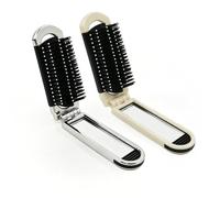 Andiker Confezione da 2 spazzole pieghevoli per capelli con specchio rimovibile, mini spazzola per capelli con setole morbide e flessibili, leggere e portatili per l'uso quotidiano e in viaggio