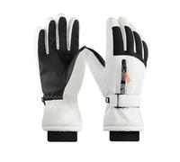 Andiker Guanti da sci da uomo, antivento, impermeabili, caldi, con tasca con cerniera, anti-smarrimento, touch screen, guanti invernali da uomo, per sci e snowboard (bianco)