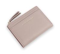 Andiker Portafoglio da donna con due scomparti, scomparto esterno per carte di credito, chiusura lampo, portamonete e scomparto per carte d'identità, portafoglio sottile in pelle PU tinta unita, Viola