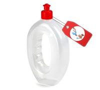 Andinus Bottiglia Portatile per Cani 2 in 1 - 500 ml, per Acqua e Pulizia Urina, Design Trasparente con Beccuccio Retrattile, Leggera e Facile da Usare (Tappo Rosso)