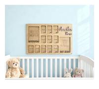 Andisijq Cornice portafoto personalizzata con scritta "My First Year", per 12 mesi, per il primo anno, cornice portafoto con nome, pietre miliari mensili, cornici per ricordi, baby shower, regali per