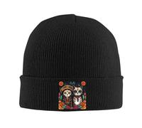 ANDLSRTY Day of The Dead Kitten Cat Sugar Skull Dia de Los Muertos Cappello Caldo a Maglia Cappello a Maglia Invernale Cappello Skullies Beanies Cappelli Hip Hop Caps