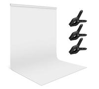 Andoer 1.8 * 2.8m / 6 * 9ft Fotografia Sfondo Schermo Ritratto Fondali Fotografia Photo Studio Puntelli Materiale durevole in poliestere-cotone lavabile con 3 morsetti per fondale, colore bianco