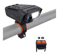 Andoer 1080P 30FPS Telecamera da ciclismo multifunzionale Telecamera per bicicletta Telecamera per moto Antipioggia con torcia a LED Clacson per bici Batteria incorporata per ciclismo all'aperto