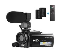 Andoer 1080P FHD Videocamera Digitale Videocamera Registratore DV 24MP 16X Zoom Digitale Display LCD da 3,0 Pollici con 2 Pezzi di Batterie Ricaricabili + Microfono Esterno