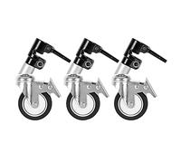 Andoer 3 pezzi/set Ruote piroettanti piroettanti professionali con fori di montaggio del diametro di 25 mm per la fotografia C Treppiede Costruzione in metallo durevole Grandi ruote in gomma