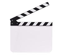 Andoer 30 * 24 cm / 12 * 9 pollici Pellicola acrilica Clapboard Registi cinematografici Clapper Board Slate Cut Action Scene Blank Clap Board Cancellazione a secco con bastoncini bianchi e neri