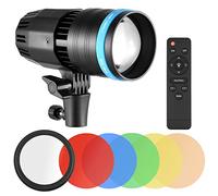 Andoer 50W Luce video con messa a fuoco compatta Faretto COB Fotografia Luce continua 5500K Dimmerabile CRI90+ Lente d'ingrandimento integrata con telecomando 5 pezzi Filtri colorati