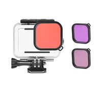 Andoer Action Camera Custodia Impermeabile + Set Filtri Rosso Rosa Viola per GoPro Hero 9 GoPro Hero 10 Immersioni Surf Snorkeling