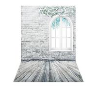 Andoer Andoer 1,5 * Video Studio Fondale Fotografico Blu Classico Parete Pavimento in Legno Modello Bambini Ritratto Fotografia (157 1,5x2,1m)