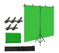 Andoer Andoer - Kit per fotografia di sfondo a tinta unita, 1,2 x 1,2 m, con supporto regolabile a forma di T, 1,2 x 1,2 m, 5 morsetti a molla verde