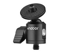 Andoer Andoer - Mini adattatore per testa a sfera per treppiedi per fotocamera, in lega di alluminio, connettore a vite da 1/4 di pollice a connettore a vite da 6,35 mm