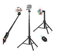 Andoer Bastone Selfie, Bastone Selfie Treppiede con Otturatore Remote Supporto per Telefono, Selfie Stick Estensibile Compatibile con Smartphone Camera per Fotografia Live Streaming Youtube,1,5 m